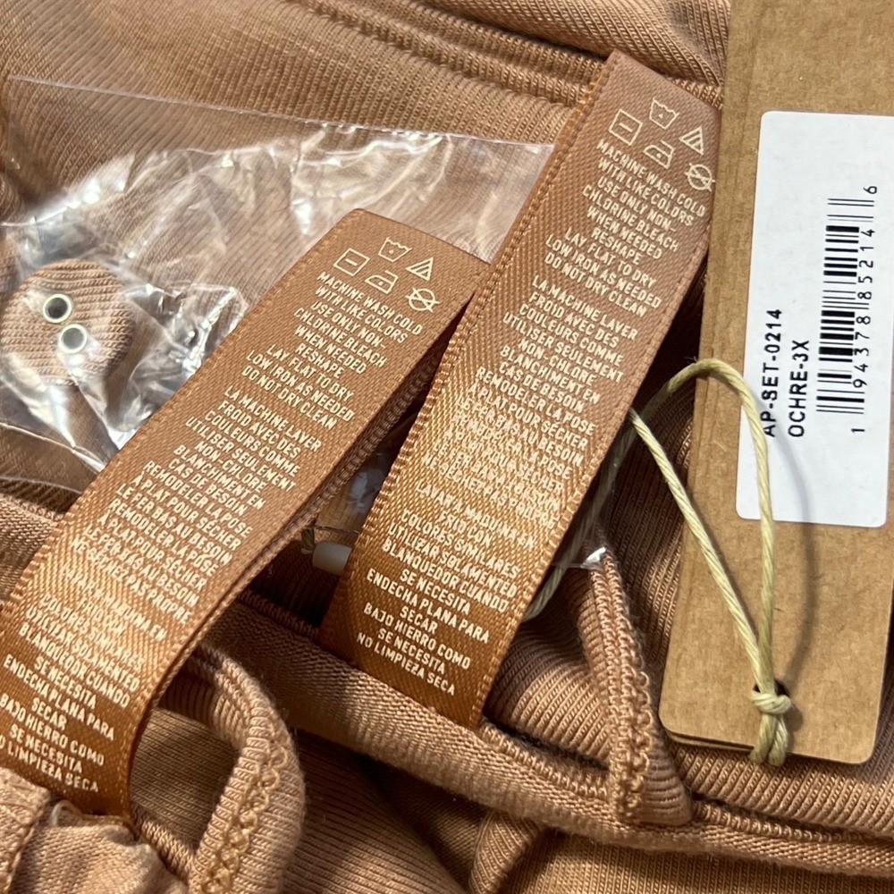 SKIMS Sleep Set Long Sleeve Pajama Top + Pants Ochre 3X - Picture 11 of 12